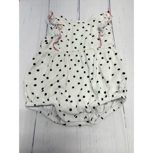Wonder Nation White W/Black Dots One Piece 3-6M